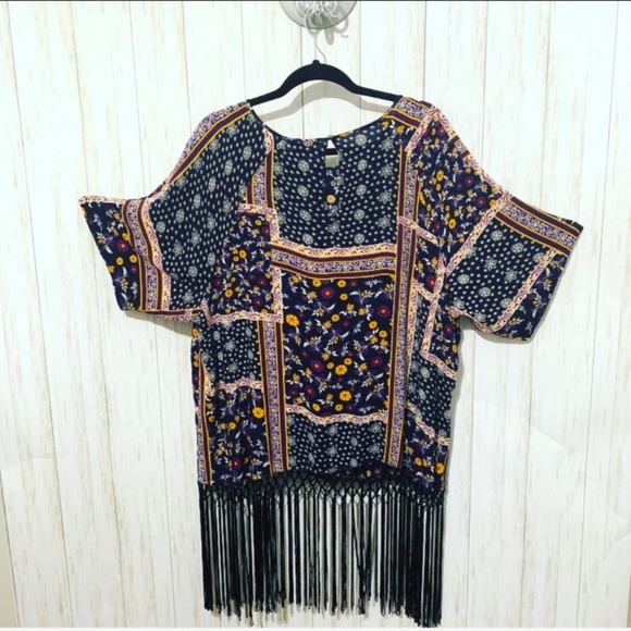 Anthology Fringed floral Tunic cover up size 20 - Picture 2 of 8